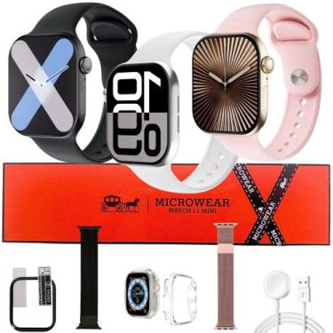 Imagem de Smart Watch Série 11 W11 Mini Relogio Pequeno Delicado Feminino Kit 2 
