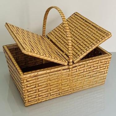 Imagem de Cesta Piquenique em Madeira e Fibras - Design Elegante, Dimensões Inteligentes e Acessório Completo para Momentos Especiais (Bambu)