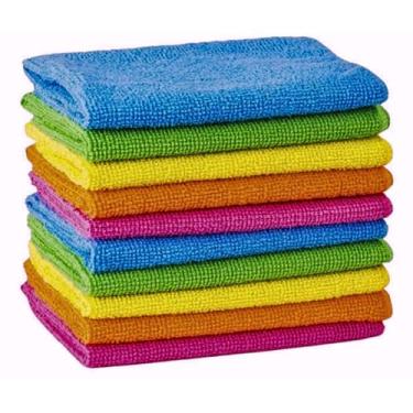 Imagem de Kit de 10 Panos de Microfibra Multicoloridos, 50x70cm, para Limpeza Automotiva e Doméstica