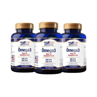Imagem de Ômega 3 Fish Oil Óleo De Peixe 1000 Vitgold Kit 03 Unidades