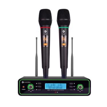 Imagem de Microfone Kadosh Sem Fio Duplo De Mão K422m Recarregável Preto