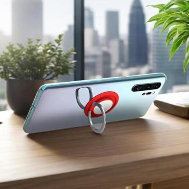 Imagem de 1 peça suporte de anel magnético giratório de 360 graus: universal para almofada traseira de carro e telefone (vermelho)