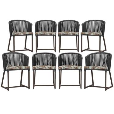 Imagem de 8 Cadeiras De Jantar área Noronha Marrom E6 Trama Original Preto