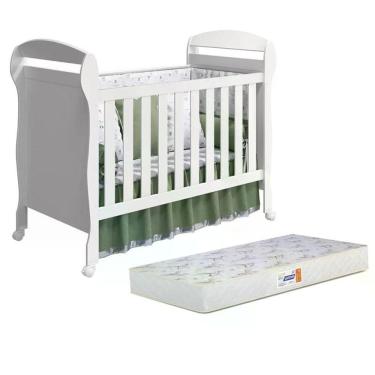 Imagem de Berço Mini Cama Danny Branco Fosco Com Colchão D18 De 10cm - Reller Móveis Branco Fosco