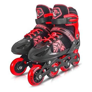 Imagem de Patins Inline Vermelho Com Led nas Rodas e Tamanho Ajustável Unitoys, 