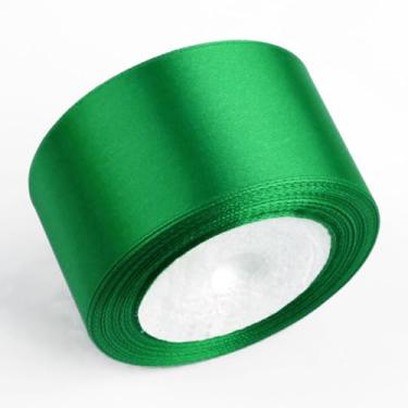 Imagem de Fita de cetim verde esmeralda de 5 cm x 25 m para rosas eternas, buquês de flores, embrulho de presente, artesanato DIY, chá de panela, decoração de casamento