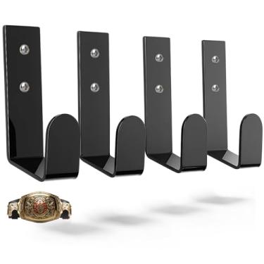 Imagem de Otoolling 4 peças de cinto para exibição de parede de campeonato de luta livre, suporte horizontal para exibição de parede, organizador seguro para presentes e prêmios de luta livre (preto)