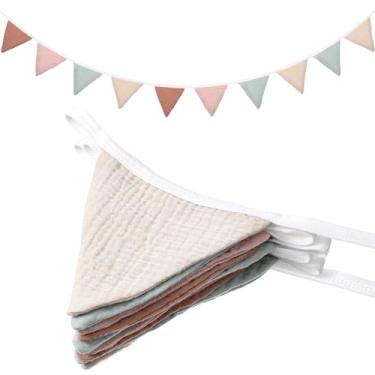 Imagem de YBEATY Bandeiras de bandeira de flâmula multicolorida de tecido guirlanda triângulo faixas boho pendurar na parede flâmulas de festa decorações para crianças chá de bebê casamento berçário quarto