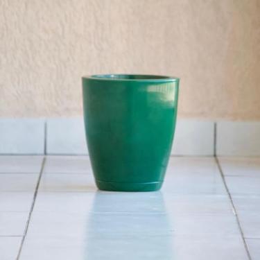 Imagem de Vaso de Plantas Decorativo Cone Bojo 28x25 Liso Marmorizado Polido Luxo Polietileno (Verde)