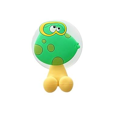 Imagem de Suporte de escova de dentes com ventosa de animais - organizador de banheiro para crianças, conjunto de ganchos adesivos para superfícies lisas no chuveiro, cozinha, escritório (sapo)