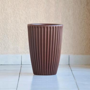 Imagem de Vaso de Planta Grande Decorativo Coluna Romana 46x32 Luxo Moderno em Polietileno (Marrom)