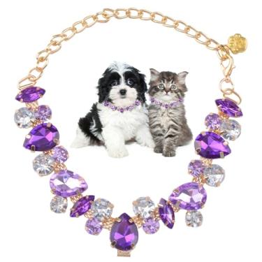 Imagem de HACRAHO Coleira de cachorro e coleira de gato, 1 colar de corrente dourada para cães chiques de aço inoxidável ajustável com pata fofa para animais de estimação pequenos, médios, gatos, cães, gatinhos