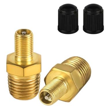 Imagem de 4un Conjunto Adaptadores para Inflador Ar, Rosca NPT de 1/4" (M) Válvula Schrader Padrão (M) Carro Adaptador para Válvula Compressor de Ar Presta Mandril Mangueira Portátil