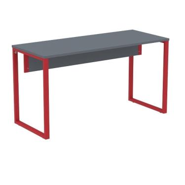 Imagem de Mesa Escritório P25 Tub Pandin 170 Cm (larg) X 70 Cm Prof Tampo Mdp Grafito Pé Aço Tubular Vermelho