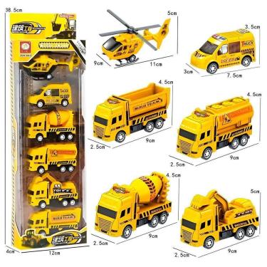 Imagem de Carrinhos Brinquedo Conjunto 6 Un Miniaturas Helicóptero Amarelo
