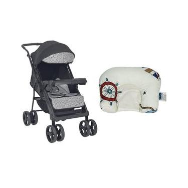 Imagem de Carrinho de Bebê Joy II Tutti Baby Preto e Cinza + Suporte de Cabeça Almofadinha