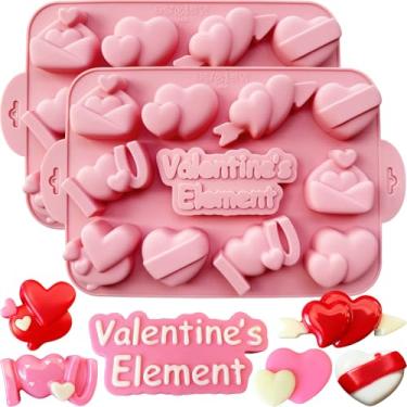 Imagem de 2 peças moldes de silicone em forma de coração moldes de silicone molde de chocolate doce de silicone molde de cozimento de coração para sabão cubo de gelo gelatina vela bolo pop molde dia dos