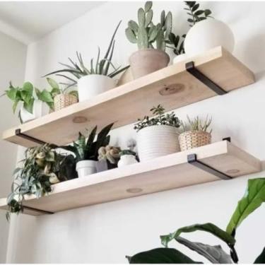 Imagem de Kit 4 Prateleiras Industriais com Mão Francesa | 15x40cm para Organização Luxo | Prateleira de Parede Invertida(KIT 2 PRATELEIRA NATURAL)
