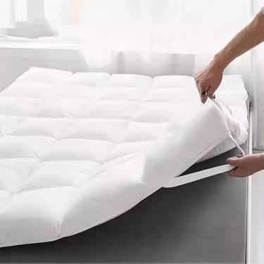 Imagem de Pillow Top Casal 400 Fios Protetor de Colchão com Elástico – Microppercal Macio Extra Espesso 5cm Lavável para Cama Casal Queen King (Branco,King)
