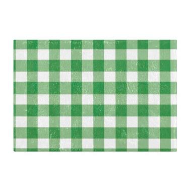 Imagem de JUZIHAI Tapete de banho de búfalo verde e branco, tapete absorvente antiderrapante, tapete retangular felpudo macio para chuveiro e vaso sanitário, 40 x 61 cm