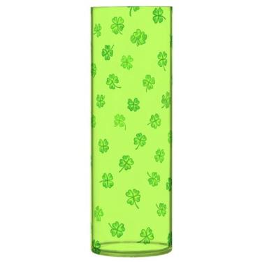 Imagem de JUZIHAI Vaso com estampa de trevo para flores, 9,9 cm x 30 cm, cilindro de plástico, moderno, vaso de flores para centro de mesa de casamento, decoração de casa