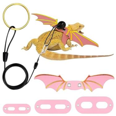 Imagem de Peitoral de dragão barbudo ajustável, pacote com 3 tamanhos, couro macio, corda de nylon durável, coleira removível, adequado para bebês e adultos