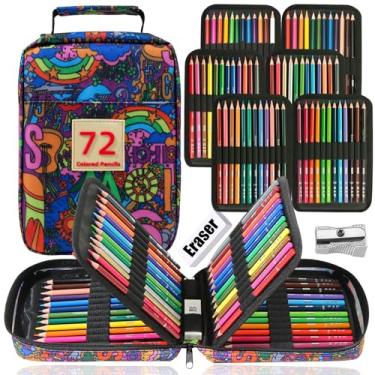 Imagem de Conjunto de Lápis Cor com Núcleo Macio para Livros Colorir Adultos Desenho Esboço Sombreado Estojo Viagem Zíper Presente