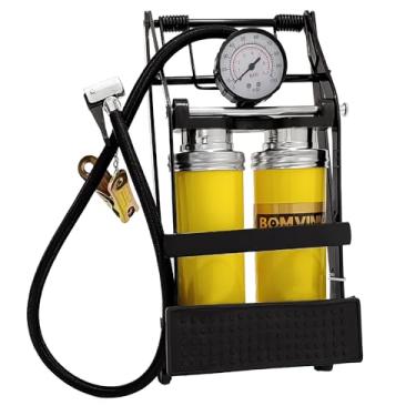 Imagem de Bomba de Ar Pedal Alta Pressão Cilindro Duplo com Manômetro