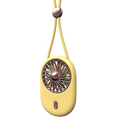 Imagem de AEWFRRV Mini refrigerador de ar ventilador de pescoço portátil mãos livres verão mini ventilador carregamento USB 3 velocidades ajuste baixo ruído para viajar esporte acampamento ao ar livre (1200mAh) yubin1993 (cor: amarelo)