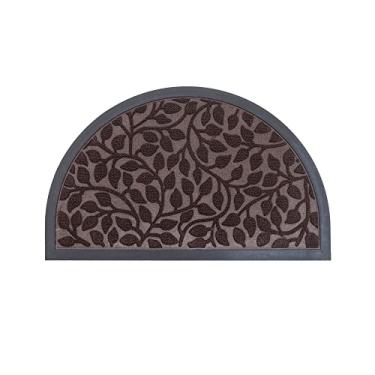 Imagem de ROSMARUS Tapete de porta meio redondo 45,7 cm x 76,2 cm Tapete de borracha antiderrapante para ambientes internos e externos Capacho de boas-vindas fácil de limpar
