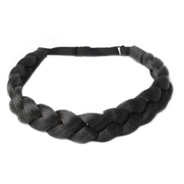 Imagem de 1 peruca clássica trançada de 3 fios – peruca sintética de aparência natural para mulheres, tranças elegantes de cabelo falso, estilo de faixa de cabeça fácil de usar