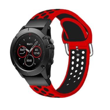Imagem de KAVJU Pulseira de silicone de 22 de 26 mm para Garmin Fenix 6X 6Pro 5X 5Plus 3HR Tactix Delta Descent Mk2 D2 Pulseira de liberação rápida (H, para Forerunner 935 945)