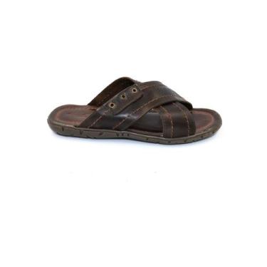 Imagem de Sandalia Chinelo De Couro Masculino Marrom Siena - Pé Na Estrada Calça