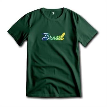 Imagem de Camiseta Brasil Escrita Degradê Malha Fria Antipilling - Sete Sete Esp