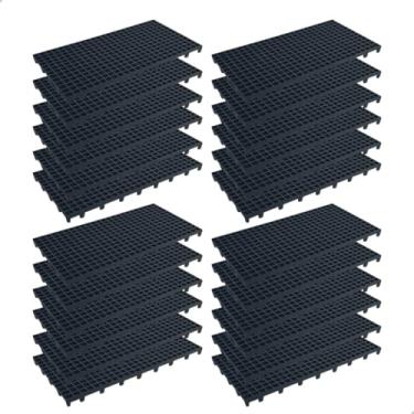 Imagem de Kit 20 Peças Pallet Palete Estrado Plástico Preto 25x50x2,5cm Piso Plástico Empilhavel