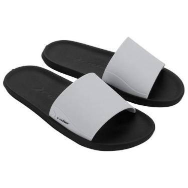 Imagem de Chinelo Masculino Rider Feel Modelo Slide Casual Adulto, Preto, Branco