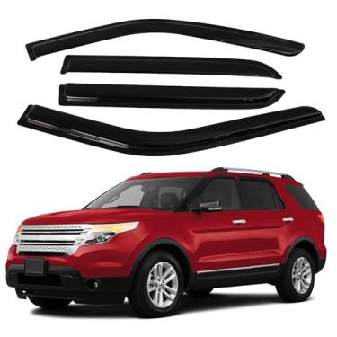 Imagem de Canvcle Viseiras de janela protetores de chuva para acessórios Ford Explorer 2011-2019, fita de montagem externa, defletores de vento, viseiras de ventilação, à prova de chuva, 4 peças