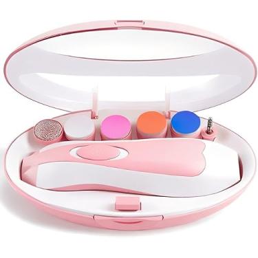 Imagem de Cortador Elétrico Aparador Lixa Unha Bebê Recém-Nascido | Silencioso e Suave | Livre de BPA e Não Tóxico | Kit Completo com Estojo para Viagem | Cuidado Seguro – Rosa