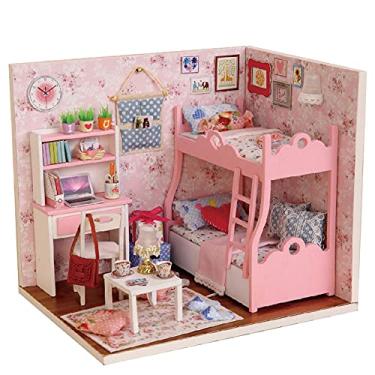 Imagem de Miniaturas de Casinha Bonecas Madeira Kit Casa DIY com Luz LED Música Mecanismo Capa Caixa Quebra-Cabeça Divertida Decoração para Brinquedo Prazer