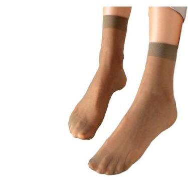 Imagem de kit 10 Pares Meias Social Fina Soquete Feminina confortável Cor:pele e