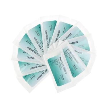 Imagem de Kit De Fio De Sutura De Monofilamento De Nylon Com 12 Agulhas Médicas 