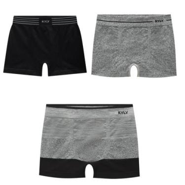 Imagem de Kit 3 Cuecas Infantil Menino Boxer Sem Costura Kyly 3 cores tamanho:M 