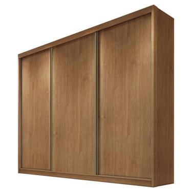 Imagem de Guarda Roupa Casal Londres 3 Portas de Correr 8 Gavetas MDF Cumaru 23 Móveis Novo Horiz...