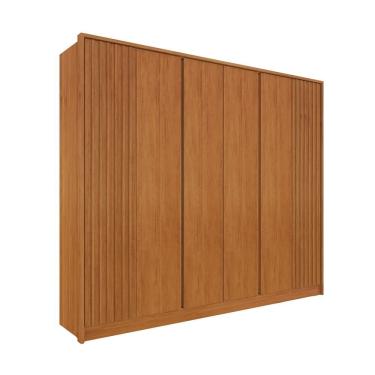 Imagem de Guarda Roupa Casal Barcelona Ripado 6 Portas de Bater 6 Gavetas MDF-MDP Cinamomo-Off White Tcil Móveis