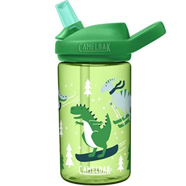 Imagem de CamelBak Eddy+ Garrafa de água infantil de 400 ml com Tritan Renew – topo de palha, à prova de vazamento quando fechada, dinossauros trituradores