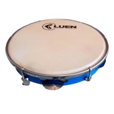 Imagem de Pandeiro Luen 10" Pele Cabra Inox ABS - 40067, Cor 40067 azul