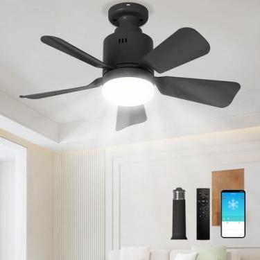 Imagem de Ventilador de teto LANMEL 17,7" com luz LED de 3 cores APP remoto