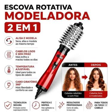Imagem de Escova Secadora Rotativa Modeladora Anti Frizz 2 em 1 - Escova Rotativ