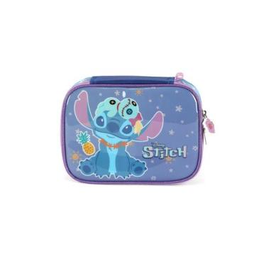 Imagem de Estojo Box Infantil Médio 100 pens Ohana Stitch Disney - Luxcel, Roxo,
