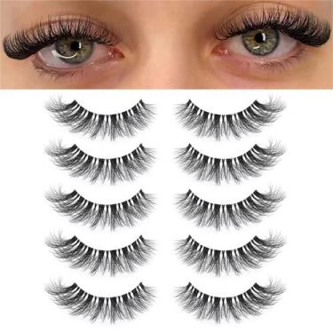 Imagem de Cílios postiços KSYOO Wispy Cat Eye D Curl, faixa transparente de 8-15